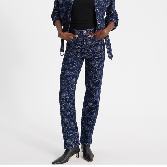 Express Denim - Express Floral Dark Wash Straight Leg Jeans Size 8 NWT